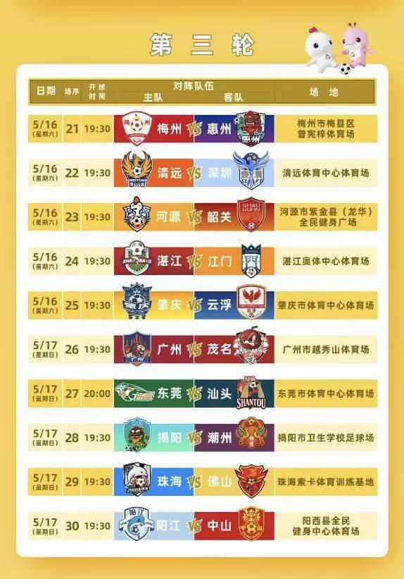 开云体育官方入口-粤超第三轮球票今日14时开始预约,4场比赛开球时间有调整
